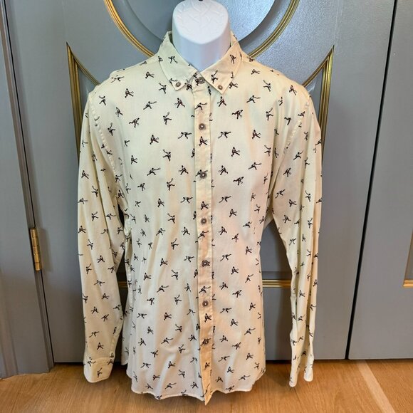 Mango Novelty Tennis Print Button Down Shirt Size M - Picture 2 of 6